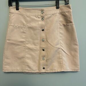 Cream button down mini skirt